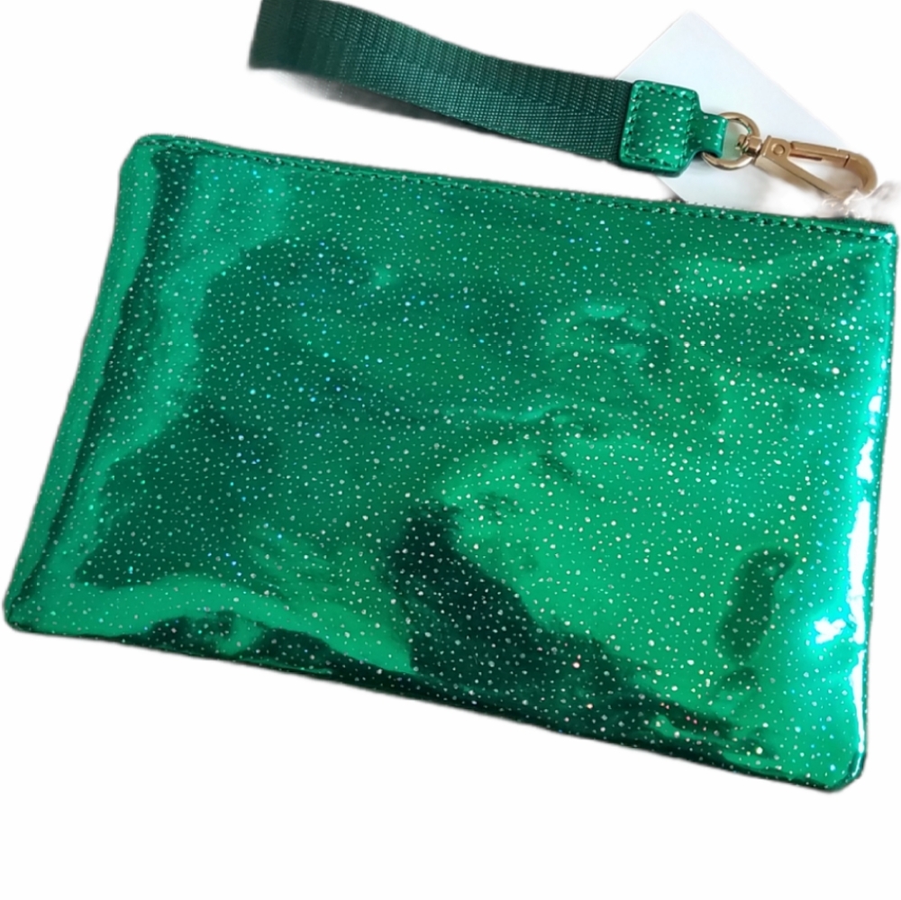 Nordstrom shiny green wristlet bag